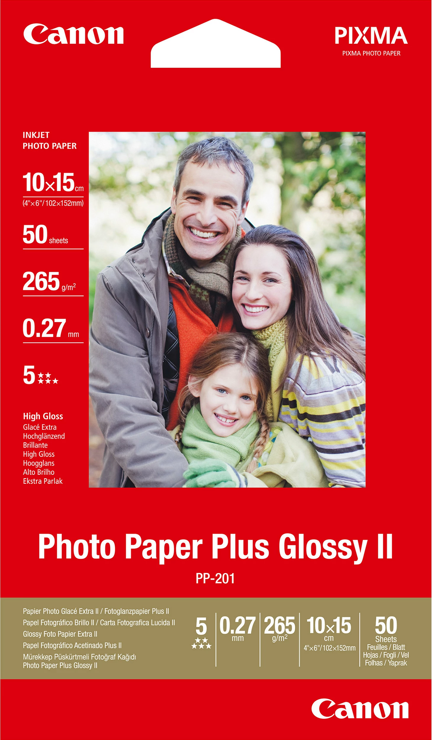 Letër fotografike Canon Photo Paper Plus Glossy II 10x15cm 50 fletë high-gloss