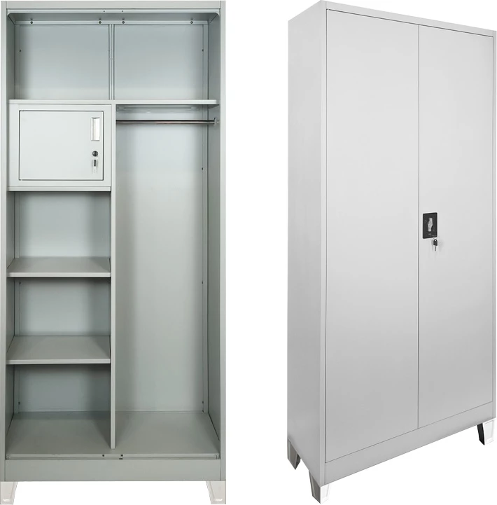 Dollap metalik Zogi me ndarje, ngjyrë gri e çelët, 90x45x190cm