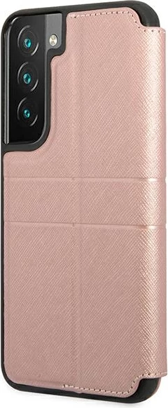 Mbështjellës Guess Saffiano Stripes për Samsung Galaxy S22+, rozë