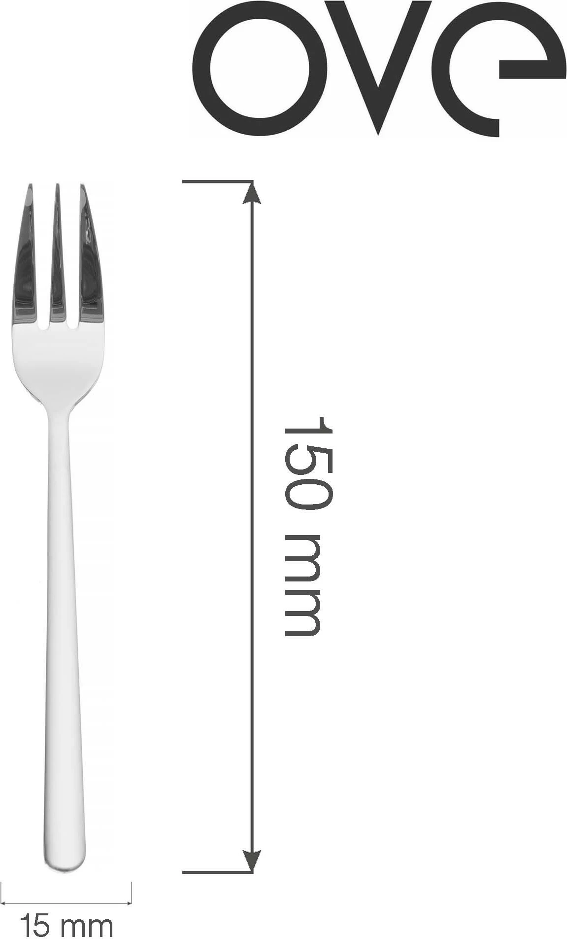 Pirun ëmbëlsire OVE Adria 150 mm, çelik inox 18/10, argjendtë, set 12 copë