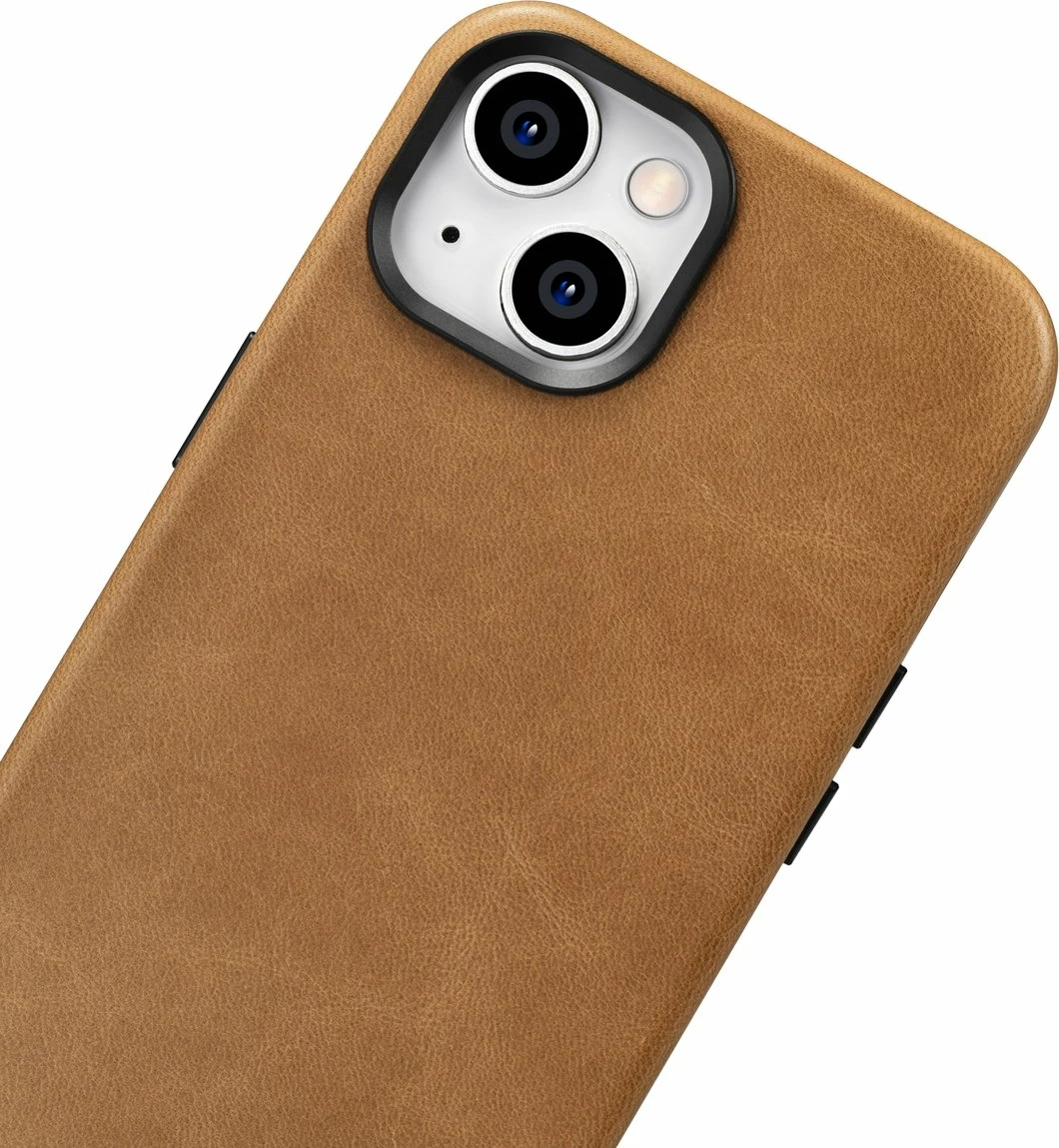 Mbështjellës iCarer Oil Wax Premium Leather Case për iPhone 14 Plus me MagSafe, Kafe