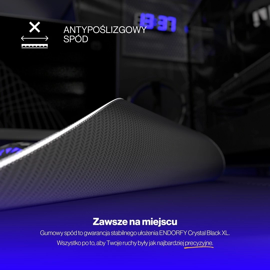 Mauspad Endorfy Crystal Black XL, për lojtarë, ngjyrë bardhë e zi