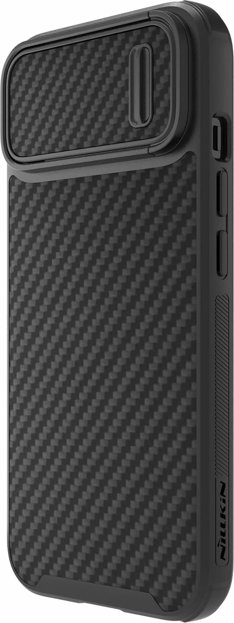 Mbështjellës Nillkin Synthetic Fiber S Case për iPhone 14, me kapak kamere, i zi