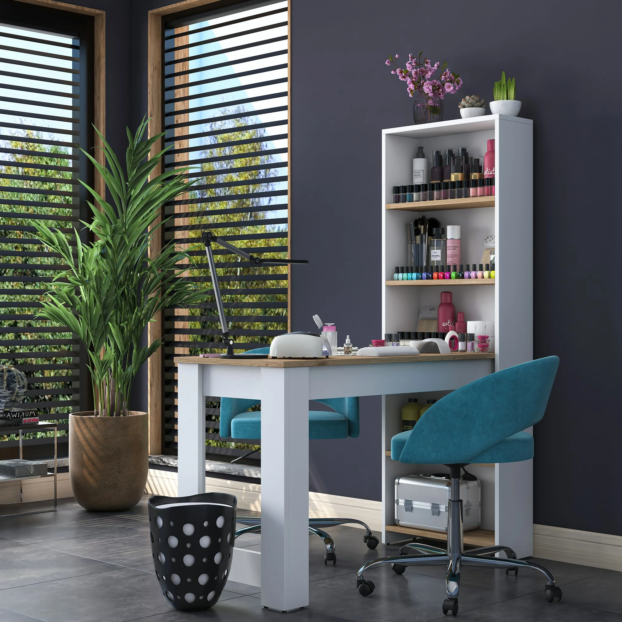 Tavolinë grimi Hanah Home, BJ113 - 2621, ngjyrë arre dhe e bardhë