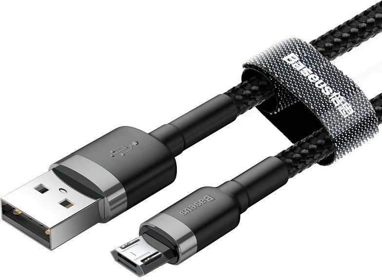 Kabllo Baseus Cafule USB në Micro USB, 1m, 2.4A, Gri + e zezë