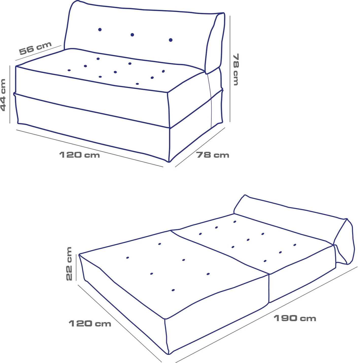 Divan-krevat 2 vende, Atelier del Sofa, ngjyrë moka-antracit