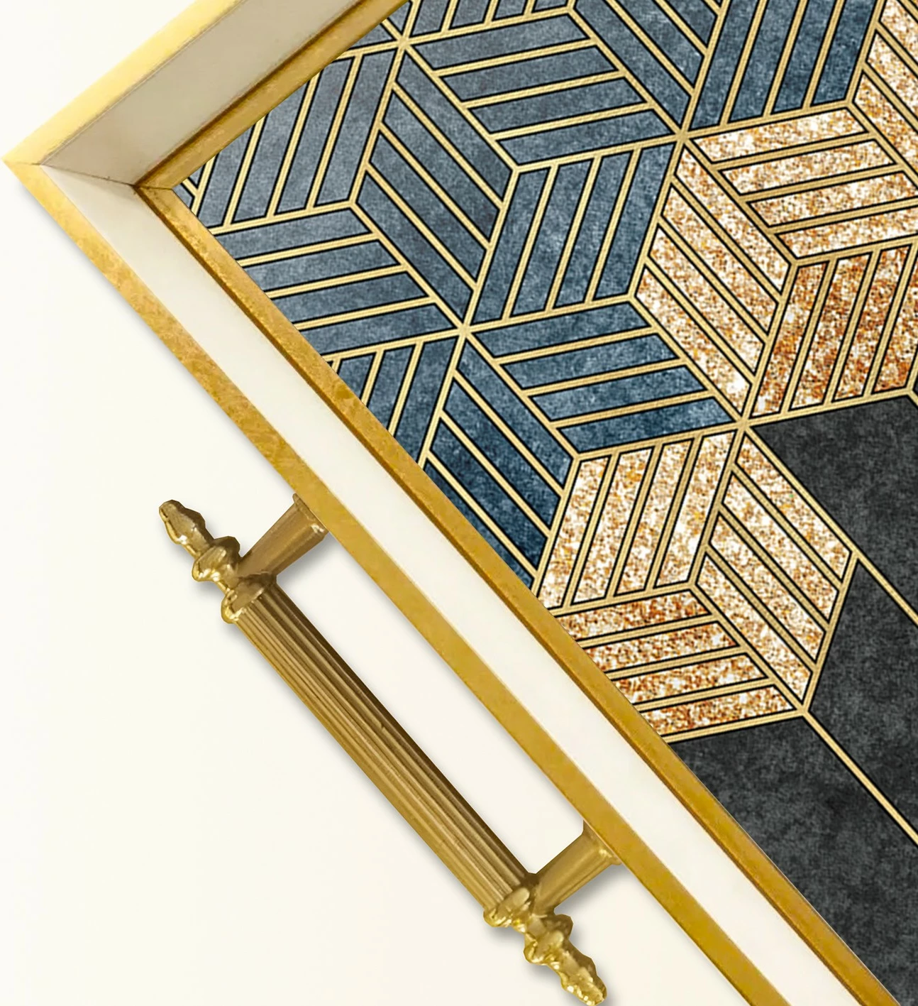 Tabaka xhami dekorative, shumëngjyrëshe, Aberto Design, TPB9845, 50x29x3.5cm