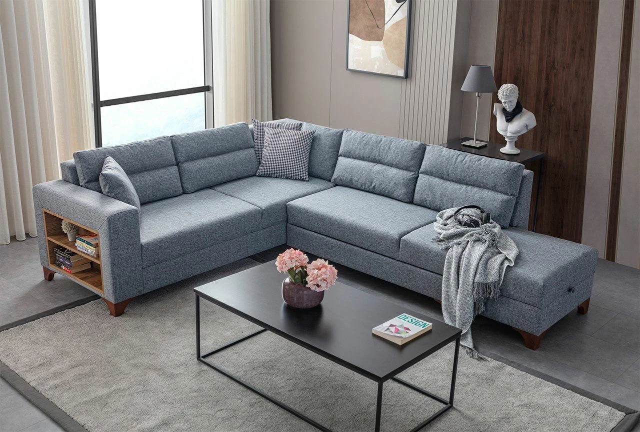 Kënd-sofë krevate Atelier del Sofa, Tloft majtas, ngjyrë gri