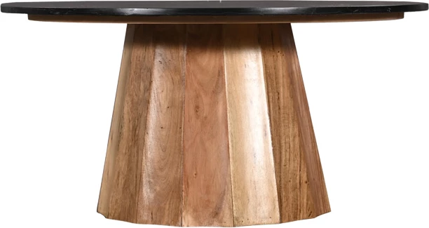 Tavolinë kafeje Ezerdian, dru akacie masiv, sipërfaqe mermeri të zi, 90x45cm