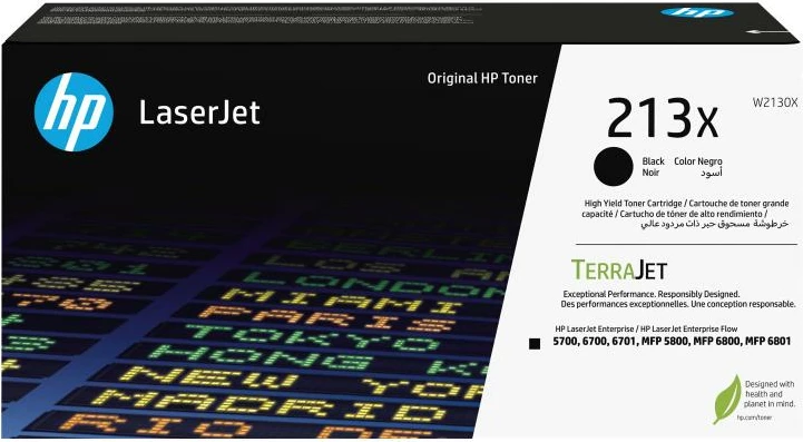 Toner, HP, 213X W2130X, rendiment i lartë 9000 faqe, TerraJet, i zi