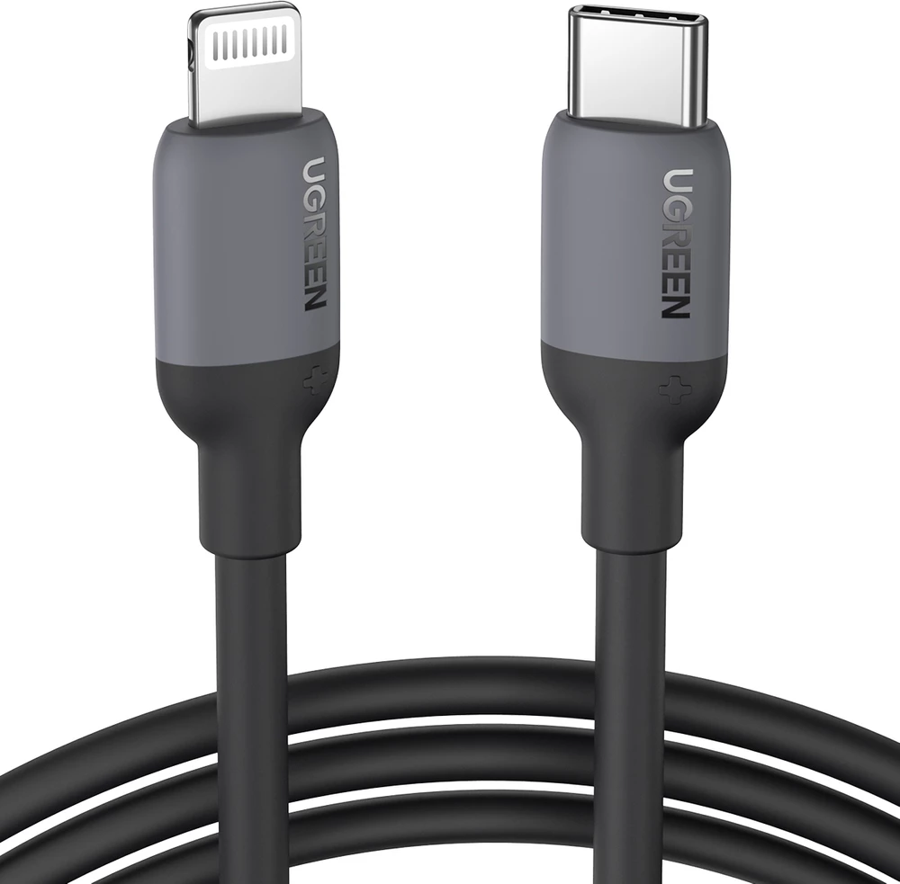 Kabllo Ugreen US387 USB-C në Lightning, 1m, 20W, e zezë
