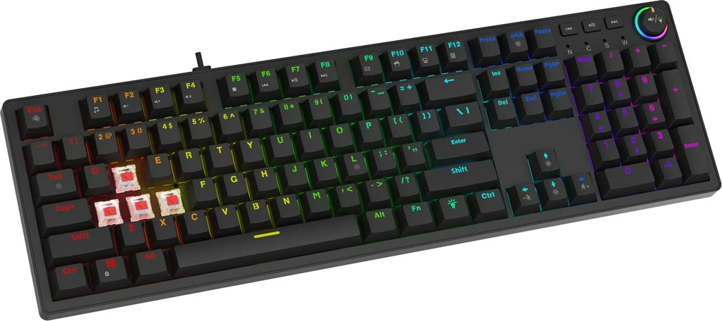 Tastierë mekanike gaming SAVIO STYX BLUE, RGB, Outemu Blue, Full-size, e zezë