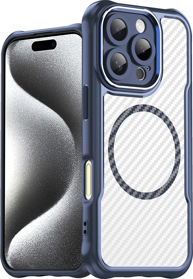 Mbështjellës Hurtel Leading Series MagSafe për iPhone 16 Pro Max, Silikon, Blu