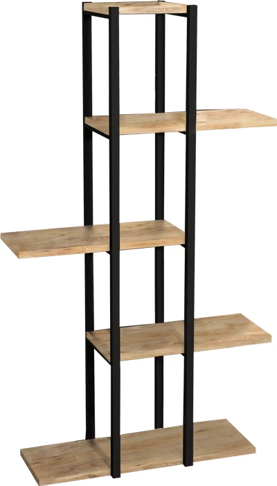 Raft dyshemeje Ploko, melaminë ngjyrë lisi-metal i zi, 60x24x110cm