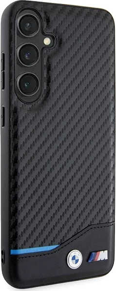 Mbështjellës celulari BMW BMHCS24M22NBCK Leather Carbon për Samsung Galaxy S24+ (S926), hardcase TPU/PC me lëkurë eko, i zi