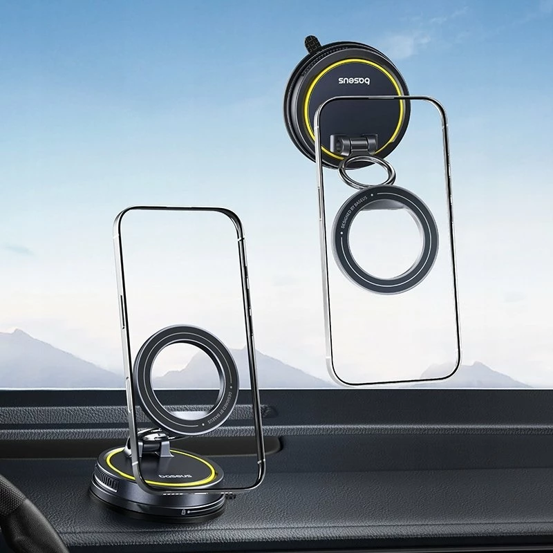 Mbajtës magnetik telefoni për veturë Baseus PrimeTrip VC2 Flex, kupë thithëse, 720°, me unazë magnetike, i zi