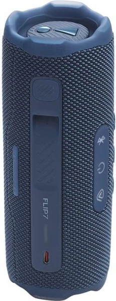 Altoparlant portativ Bluetooth JBL Flip 7, 16 orë, IP68, Blu, me rrip dore + karabiner