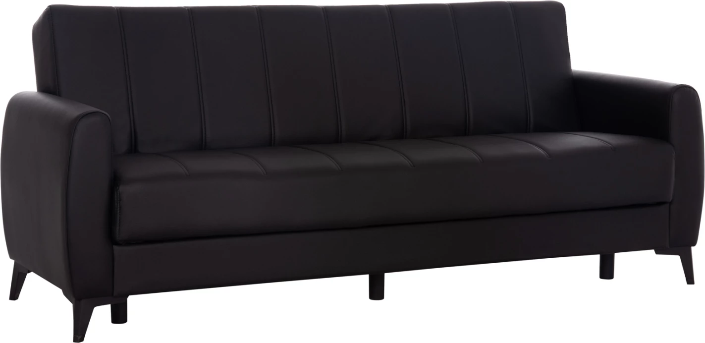 Divan-krevat treshe me hapësirë për depo, ngjyrë e zezë, NIKKO FH3292.11, 207x80x82cm