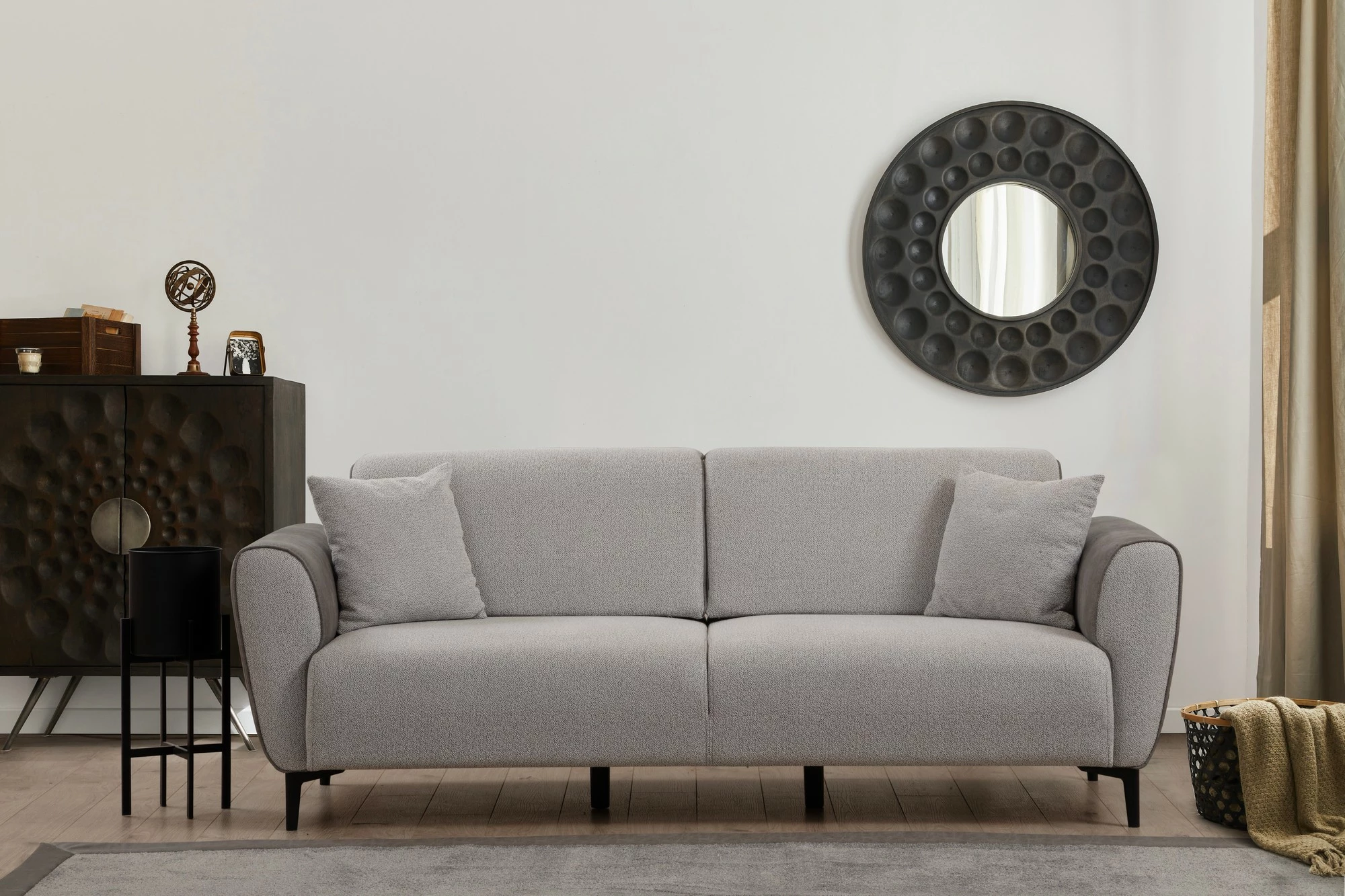 Divan-krevat treshe, Atelier del Sofa, aren, ngjyrë gri