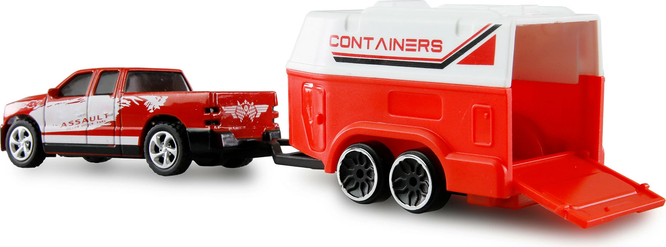 Makina RC AMEWI Pickup me karavan 1:64 RTR, 2.4GHz, e kuqe/bardhë