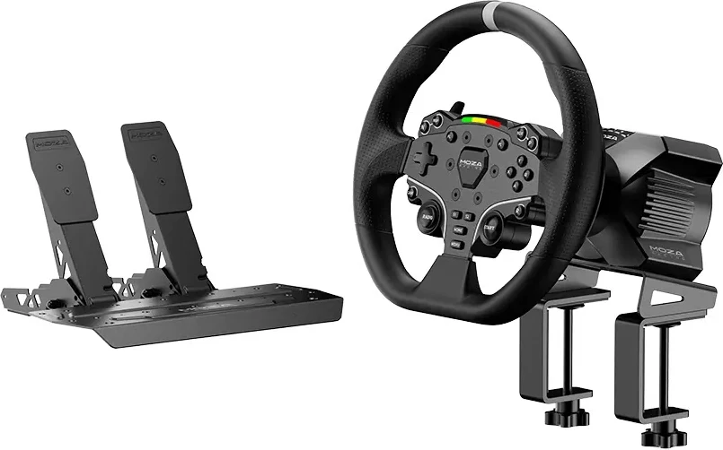 Set volani për sim racing Moza R3 Bundle RS074 për PC, 3.9 Nm, 28 cm, 22 butona, 2 pedale, i zi, set 3-në-1
