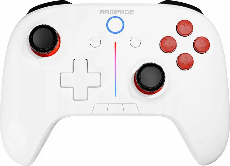 Kontroller loje Rampage Hydra Pro (HYDRAPRO-WHITE), RGB, Bluetooth/2.4GHz/USB, me stacion karikimi, Bardhë
