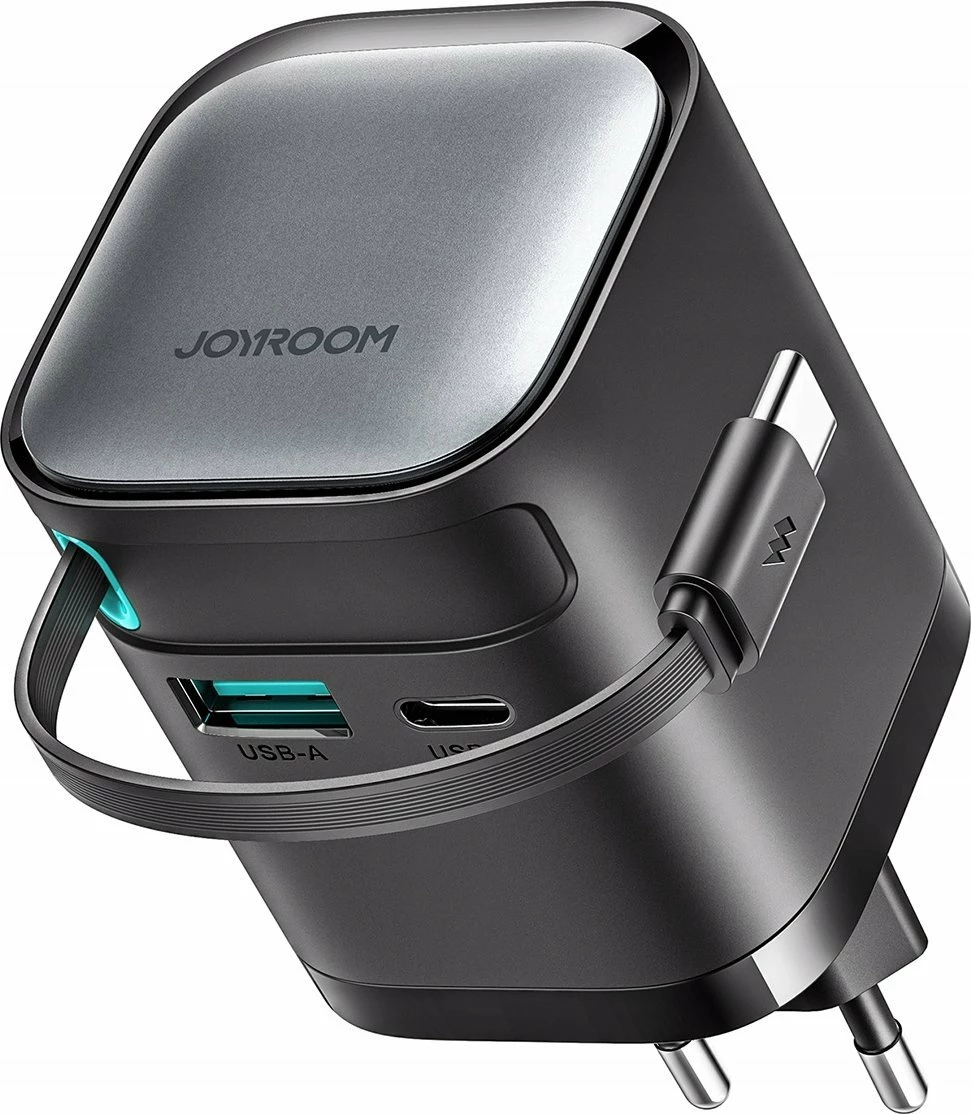 Karikues Joyroom JR-TCL02 65W, 1x USB-A + 2x USB-C, kabllo e integrume USB-C 0.7 m, GaN 3.0, i zi
