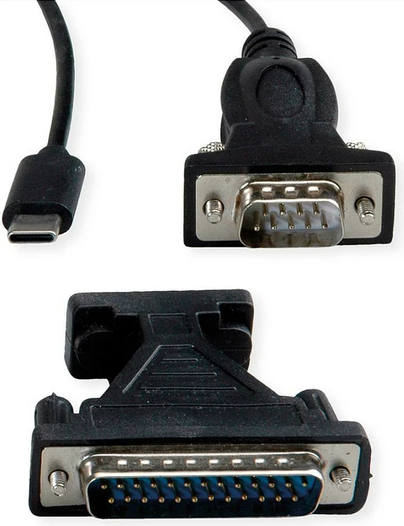 Kabllo konvertuese VALUE USB-C në RS232 (DB9), 1.8 m, e zezë