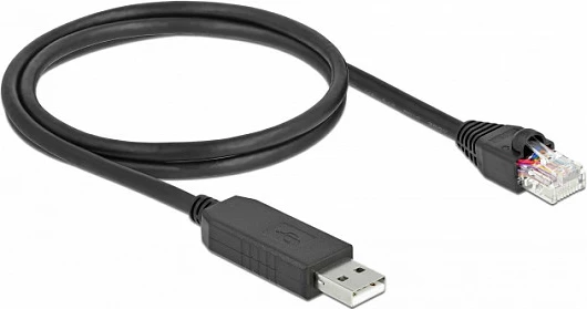 Kabllo seriale DeLOCK USB-A në RS-232 RJ45, 1 m, e zezë