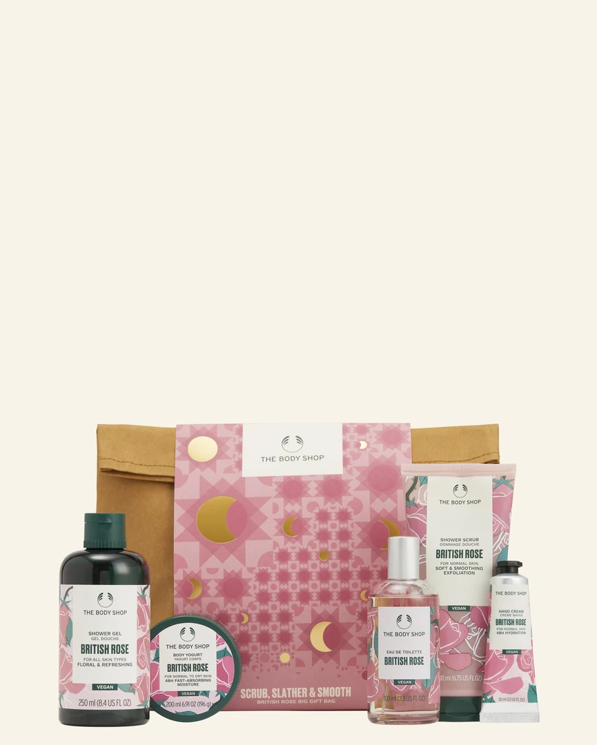 Set Dhuratë Scrub, Slather & Smooth British Rose 1 Copë