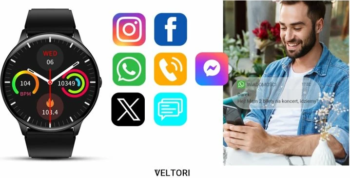 Smartwatch VELTORI, e zezë