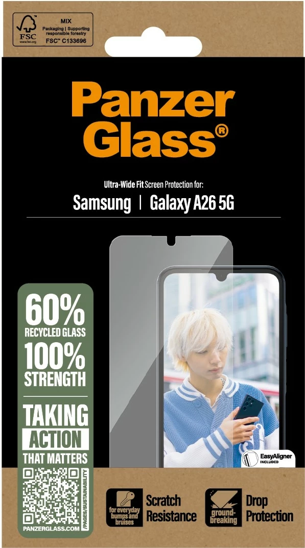 Mbrojtës ekrani PanzerGlass për Samsung Galaxy A26 5G, transparent