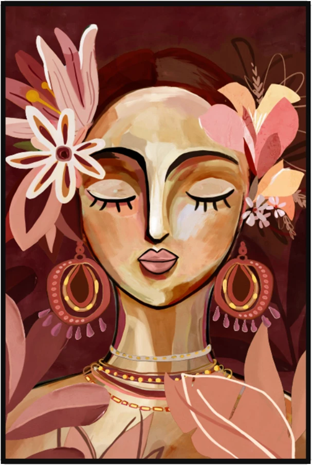 Pikturë dekorative Nozomi, kanavacë, shumëngjyrëshe, kornizë e zezë, 60x90x5 cm