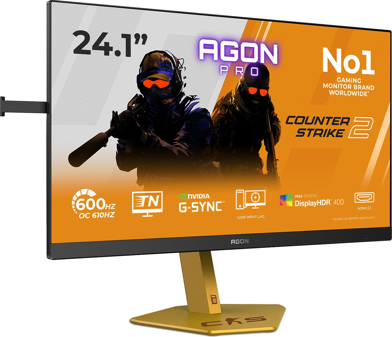Monitor gaming AOC AGON Pro CS24A, 24.1", Full HD, 610Hz, 0.5ms, G-SYNC, HDR400, HDMI 2.1/DP 1.4, zi-kuqe-portokalli