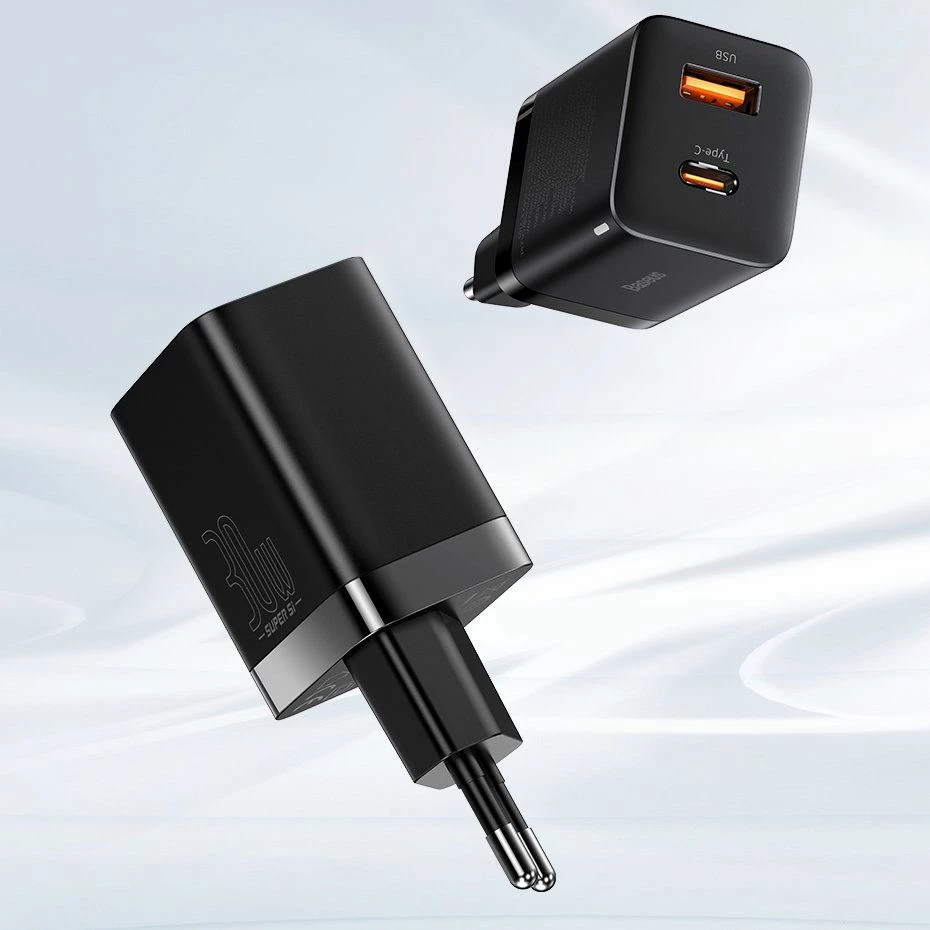 Karikues rrjeti Baseus Super Si Pro CCSUPP-E02 30W PD/QC, 1x USB-A + 1x USB-C, 3A, i bardhë