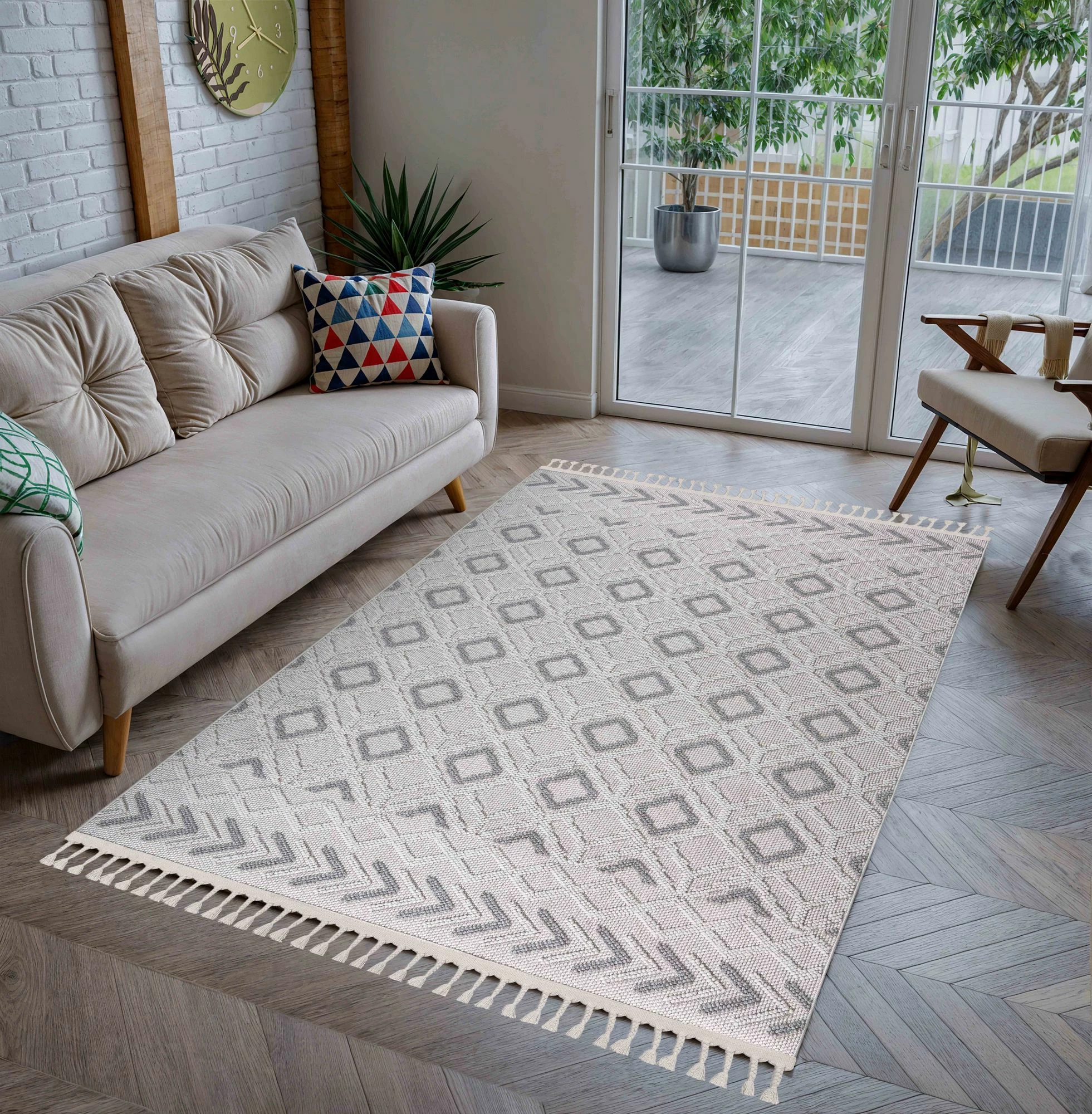 Qilim (120 x 170) Conceptum Hypnose, Polka - gri