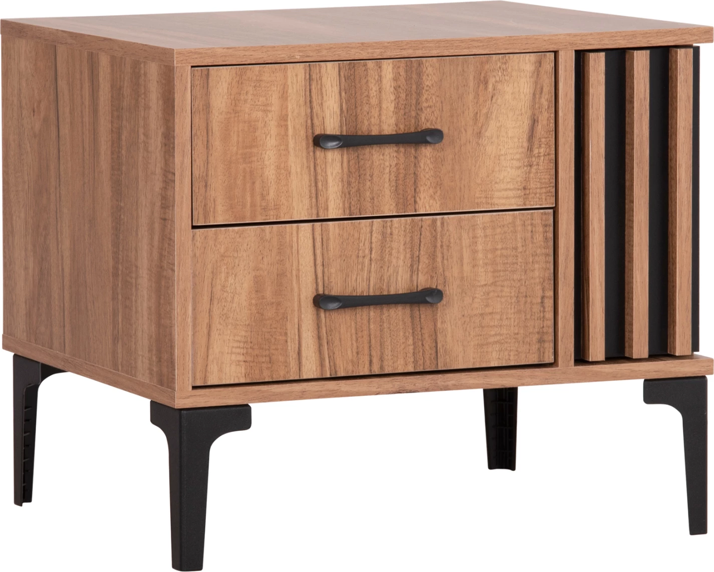 Komodinë nate HARRY FH2487.01 melaminë ngjyrë druri natyral-e zezë 55x43x48Hcm.