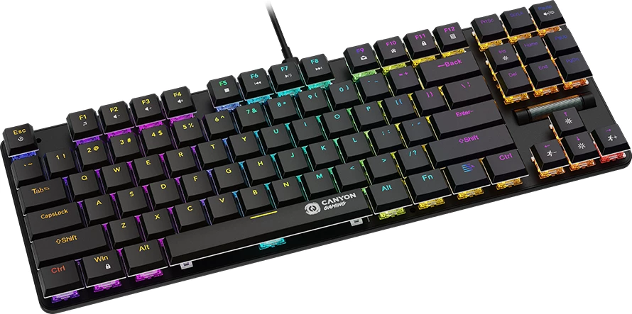 Tastierë gaming mekanike CANYON Cometstrike TKL GK-50, 87 tasta, RGB, MX Red, USB me kabllo, EN/AD, e zezë