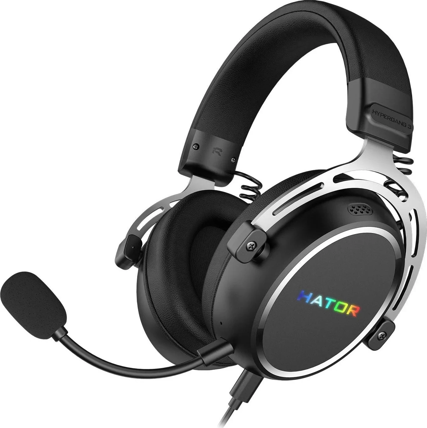 Kufje Hator Hypergang 3 USB RGB, me mikrofon të ndashëm, të zeza
