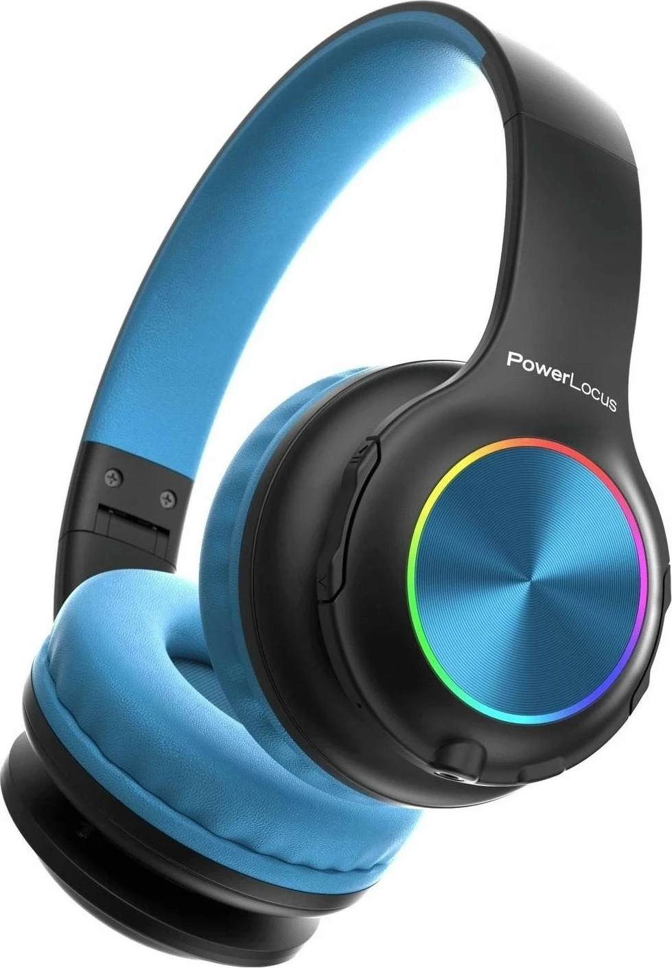 Kufje PowerLocus PLED Kids, Bluetooth, me LED, microSD, Jack 3.5mm, të palosshme, zi/kaltër