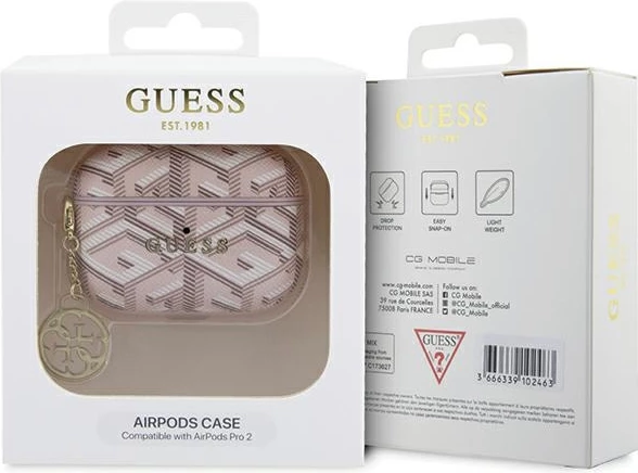 Mbështjellës Guess GCube Charm për AirPods Pro 2, Rozë