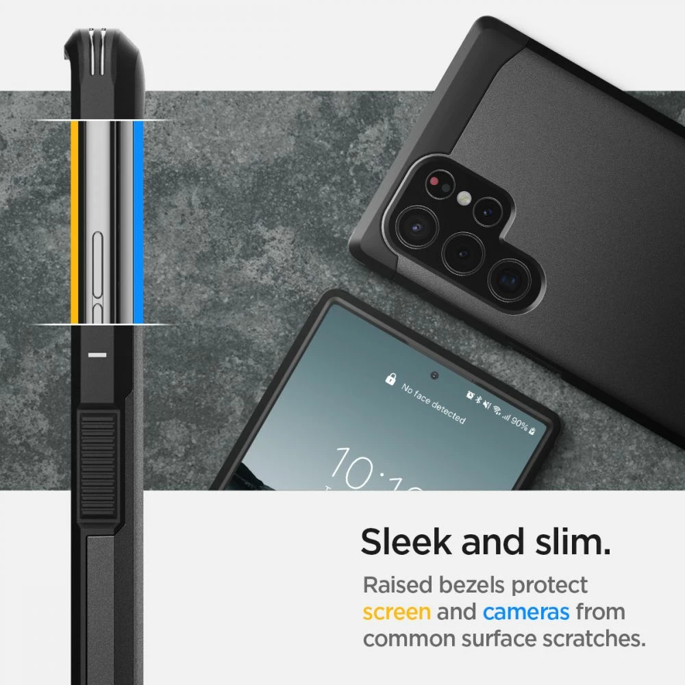 Mbështjellës Spigen Tough Armor për Samsung Galaxy S22 Ultra, i zi