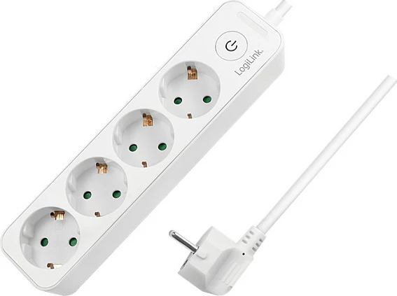 Zgjatues rryme LogiLink 4x Schuko (Type F), 1.5 m, me switch, i bardhë