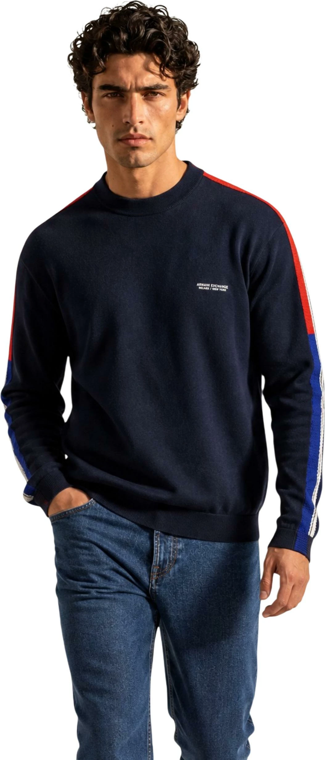 Xhemper për meshkuj Armani Exchange XM002722 AF11960, i kaltër [Madhësia: XS]