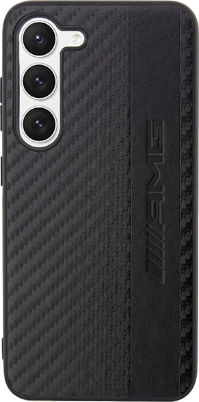 Mbështjellës Mercedes AMG AMHCS23SBLSCA për Samsung Galaxy S23, hardcase, Carbon Stripe & Embossed, i zi