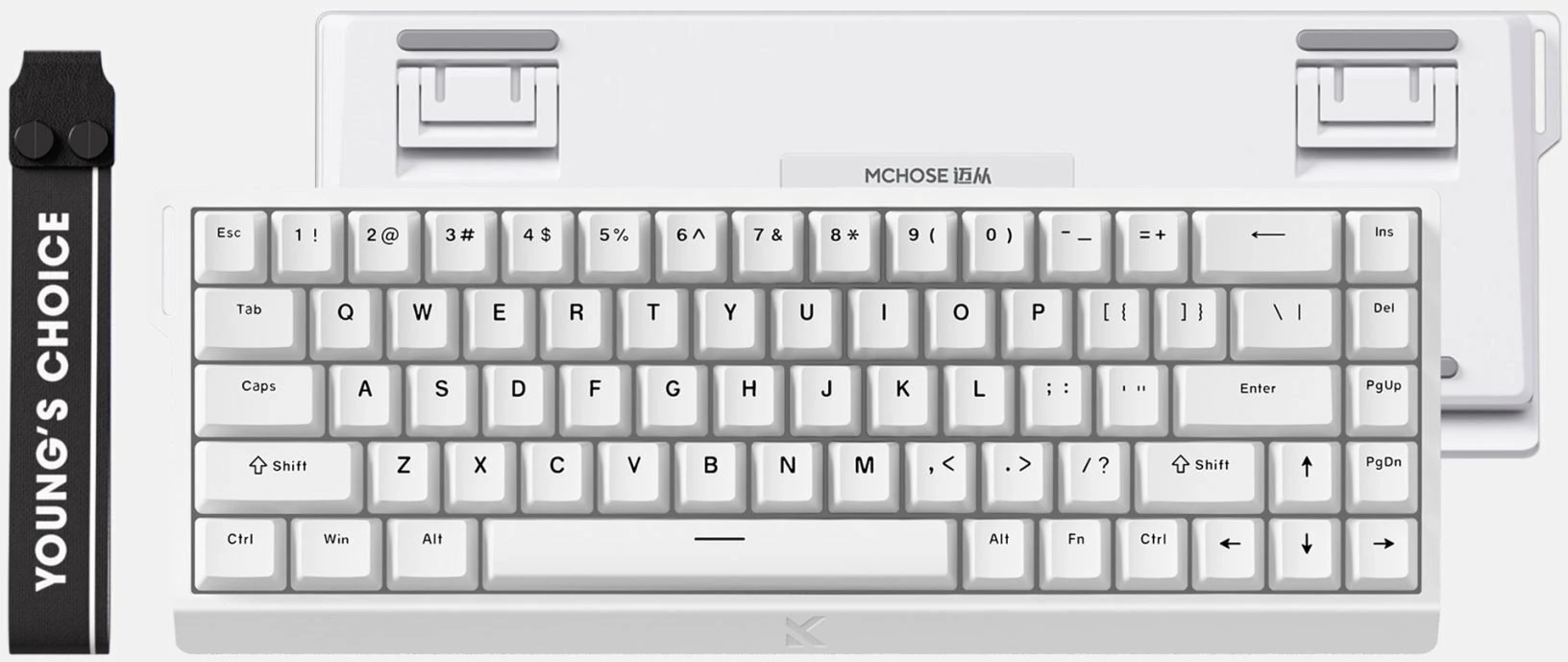 Tastierë gaming MCHOSE MC-Ace68-15 65% USB RGB, switch magnetik Ice Blue, US layout, e bardhë