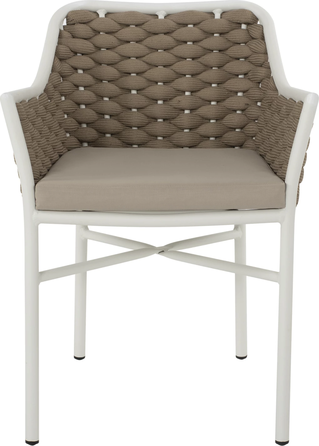 Karrige alumini FH5858.02 e bardhë me litar bezhë 56x58x76Hcm