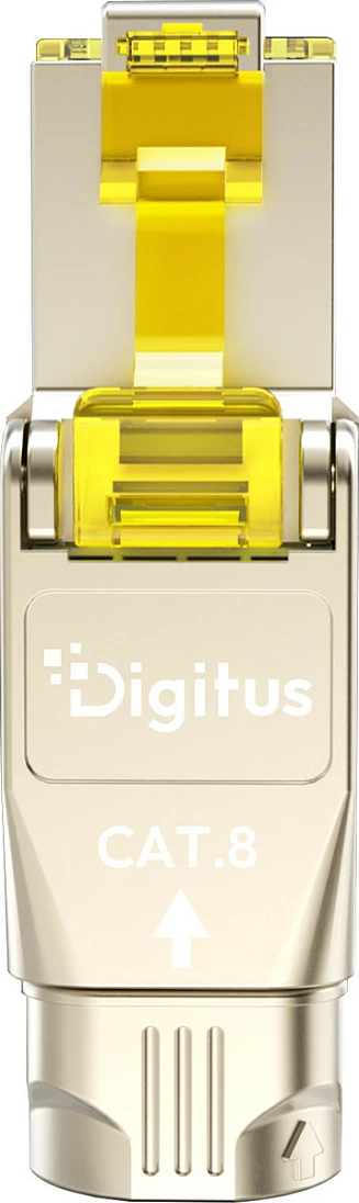 Konektor RJ-45 Digitus Cat 8.1, shielded, montim pa vegla, PoE++, argjend/verdhe