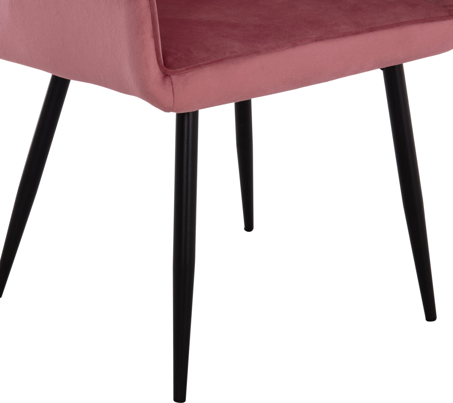 Karrige ngrënieje me krahë LATRELL, kadife rozë e zbehtë, këmbë metalike të zeza, 54x57x84cm, set prej 2 copash