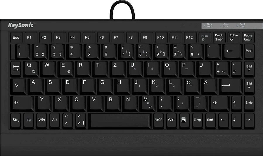 Tastierë mini KeySonic ACK-595C+, USB, membranë, QWERTY, e zezë